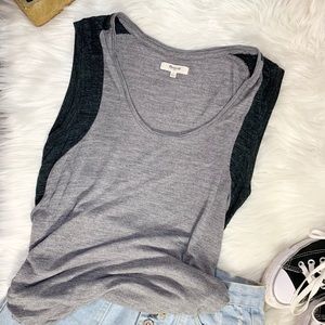 Madewell sleeveless top grey color block size S